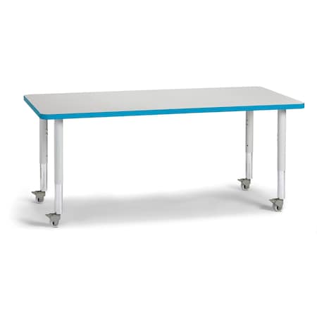 Jonti-Craft Berries Rectangle Activity Table, 30 in. x 60 in., Mobile, Freckled Gray/Teal/Gray 6408JCM005